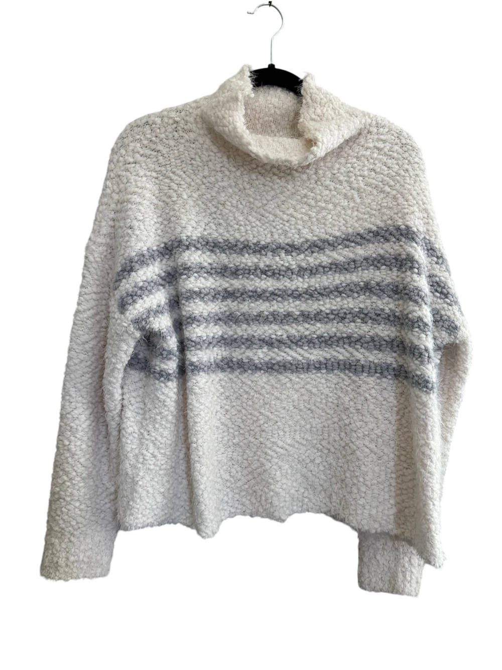 Lovestitch Womens Small / Medium Cowl Neck Ivory Gray Knit Sweater Pullover #NE